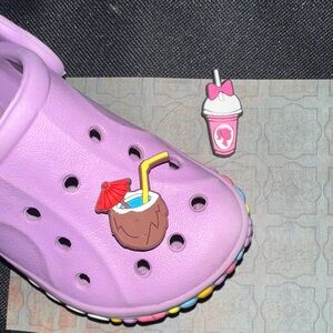 JIBBITZ. CROC CHARMS. Two food items. YUM. Baby Croc not included.